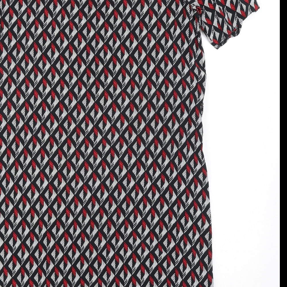 New Look Womens Multicoloured Viscose Shirt Dress Size 12 Boat Neck Pullover - Cold Shoulder