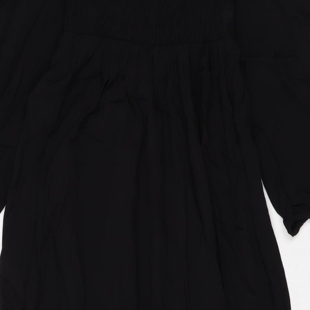 Marks & Spencer Womens Black Viscose Maxi Size 6 Square Neck Pullover