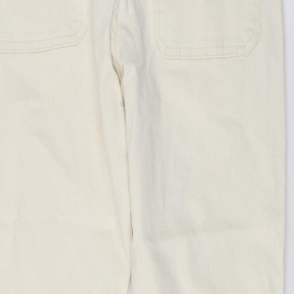 Marks & Spencer Mens Beige Cotton Straight Jeans Size 34 in L30 in Regular Zip