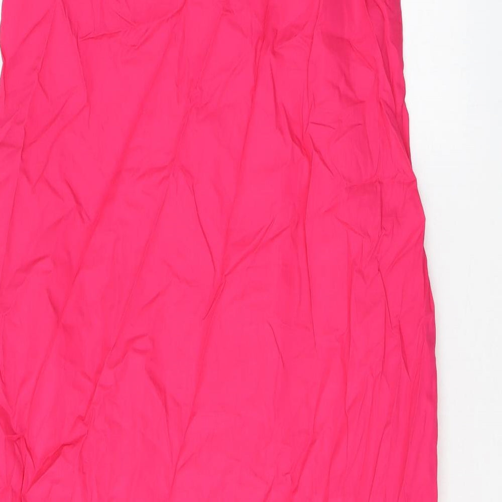 Marks & Spencer Womens Pink Cotton Tank Dress Size 8 Round Neck Button