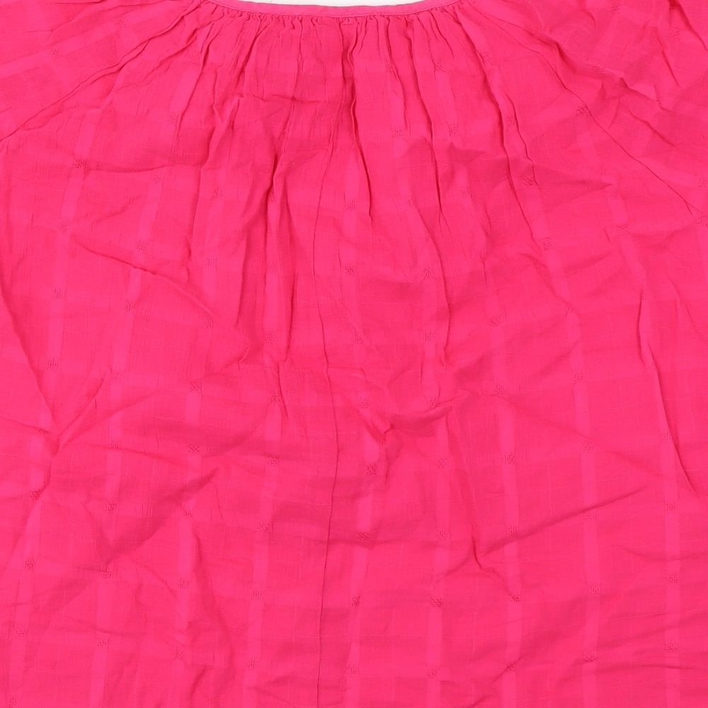 Marks & Spencer Womens Pink Cotton Basic Blouse Size 10 V-Neck