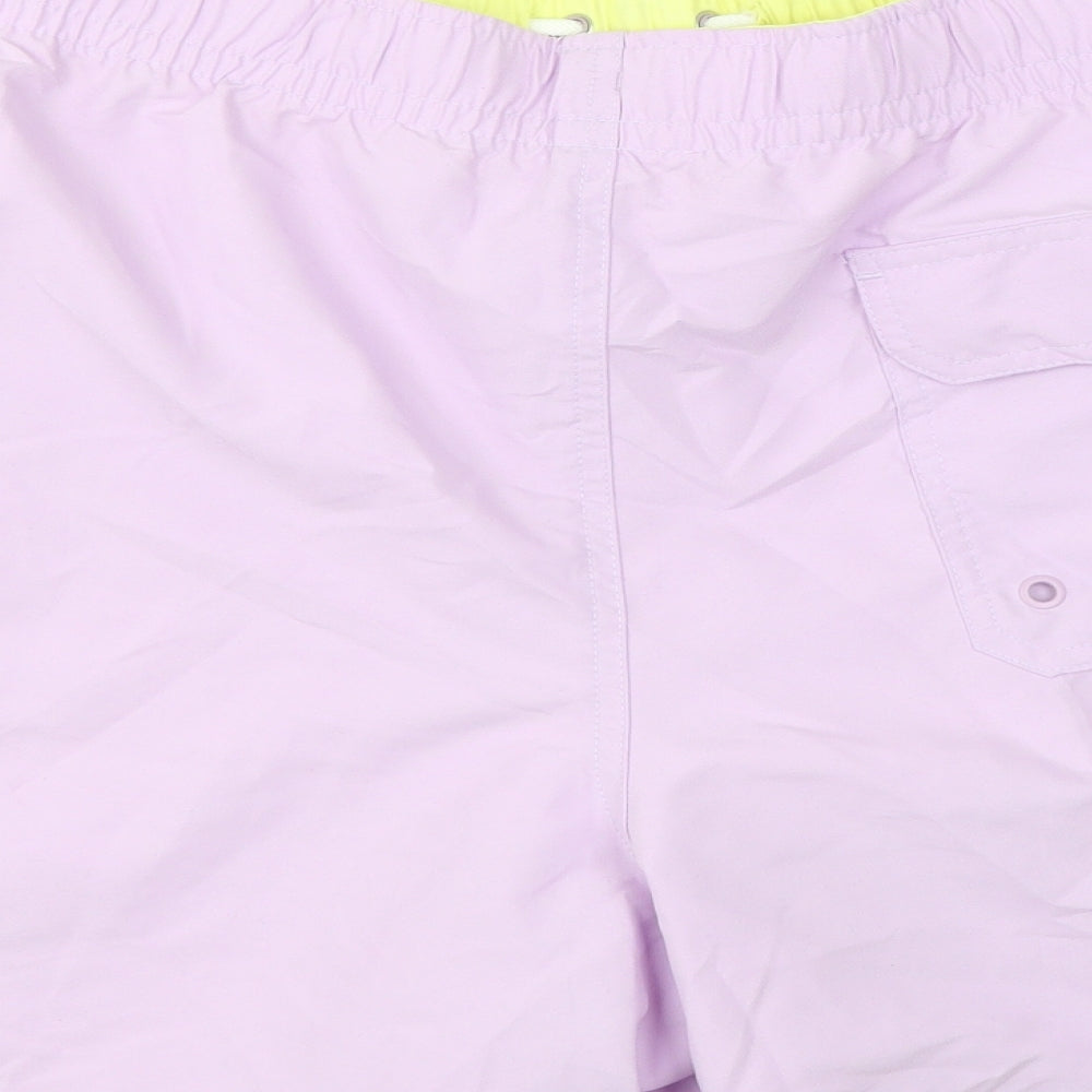 Marks & Spencer Mens Purple Polyester Bermuda Shorts Size 2XL L6 in Regular Drawstring - Swim Shorts