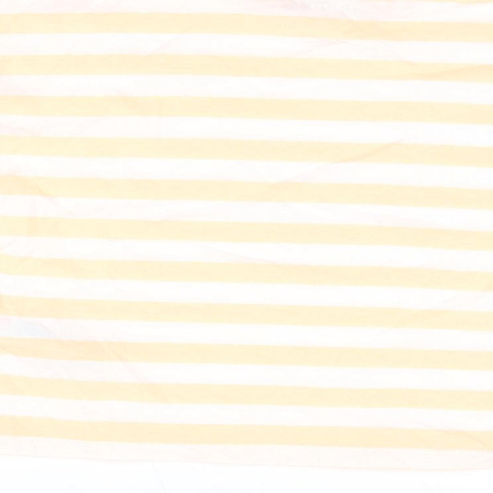 Marks & Spencer Boys White Striped Cotton Basic T-Shirt Size 8-9 Years Round Neck Pullover