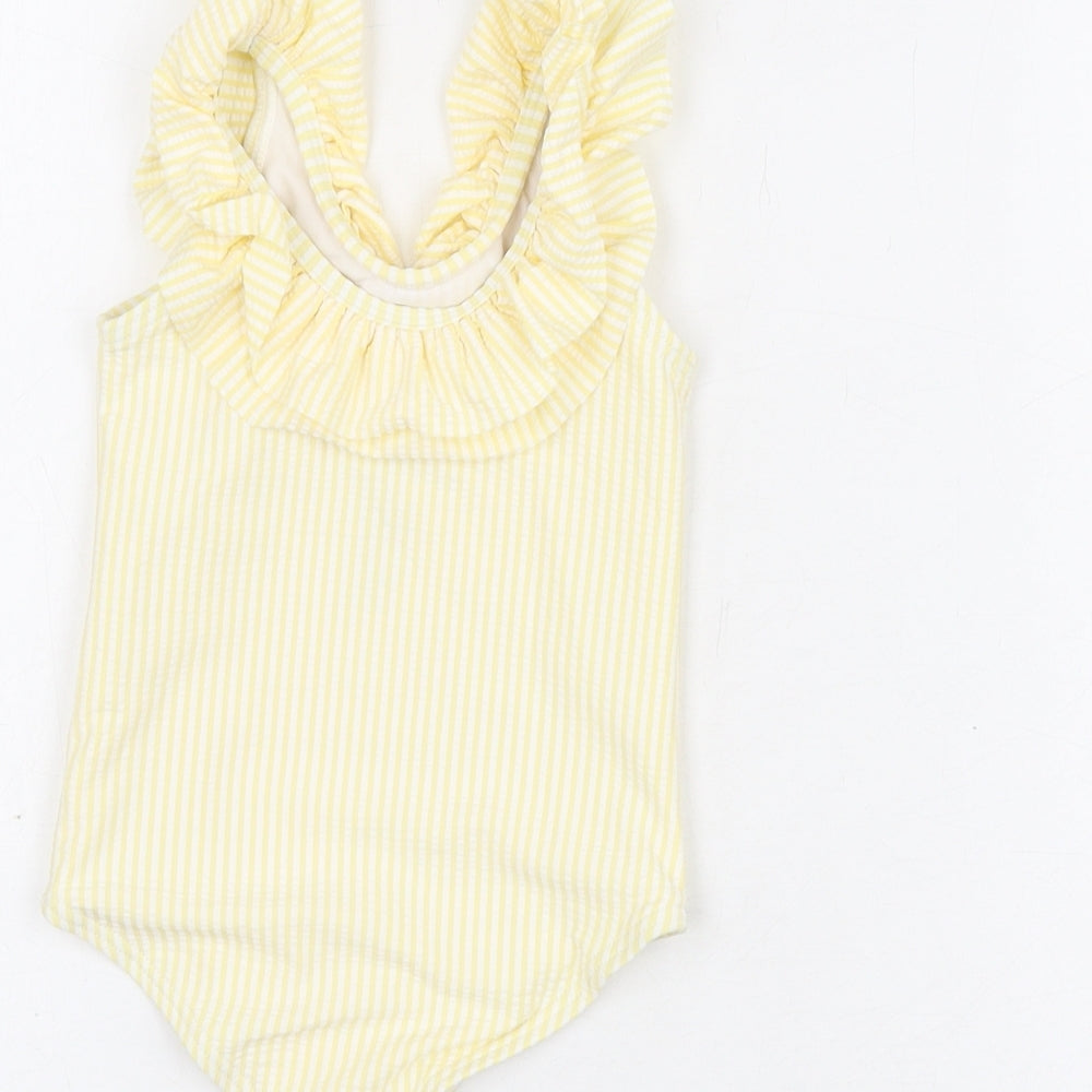 Marks & Spencer Girls Yellow Striped Polyester Unitard One-Piece Size 12-18 Months Pullover - Swimming Costume