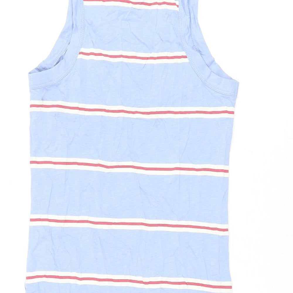 Marks & Spencer Womens Blue Striped Cotton Mini Size S Round Neck Pullover