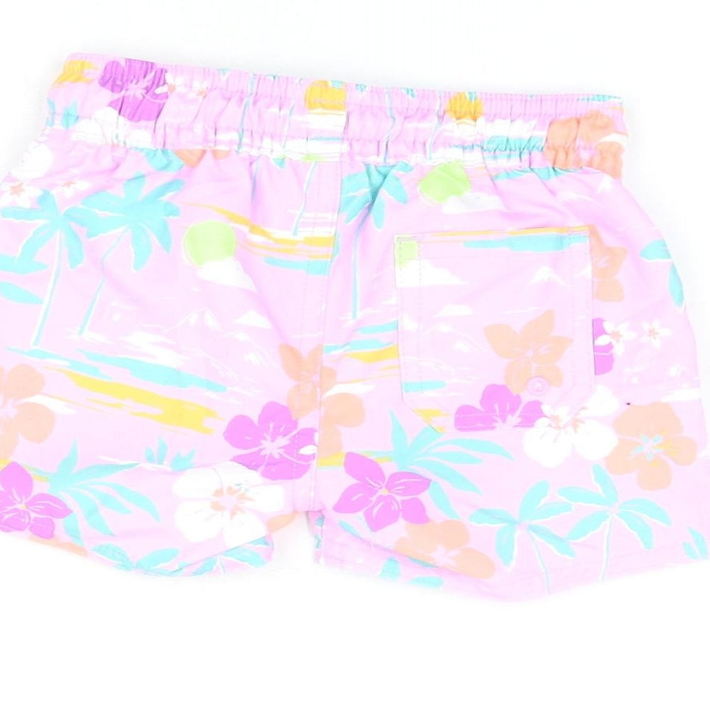 Marks & Spencer Boys Purple Floral Polyester Shorts Outfit/Set Size 3-6 Months Drawstring - Swim Shorts