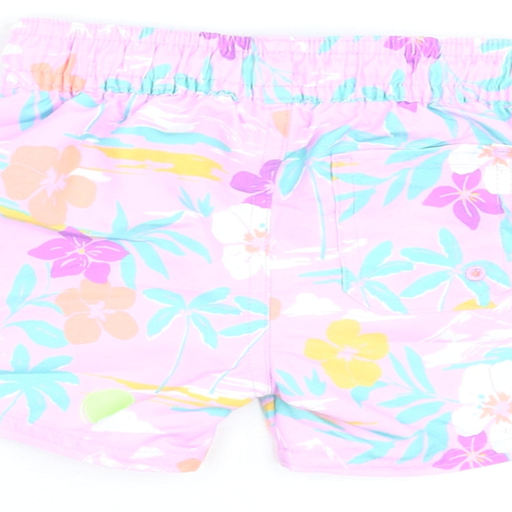 Marks & Spencer Boys Purple Floral Polyester Shorts Outfit/Set Size 0-3 Months Drawstring - Swim Shorts