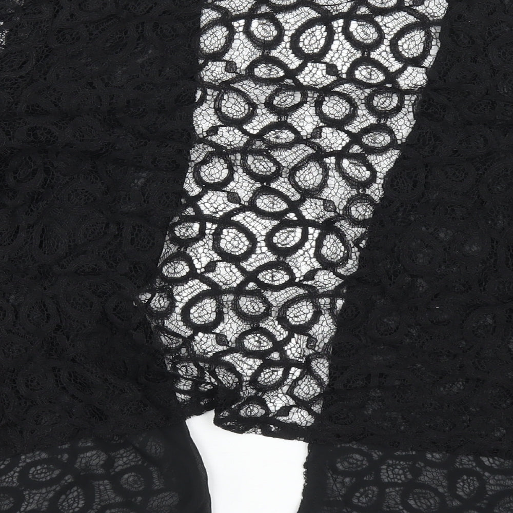 Select Womens Black Cotton Kimono T-Shirt Size 14 V-Neck