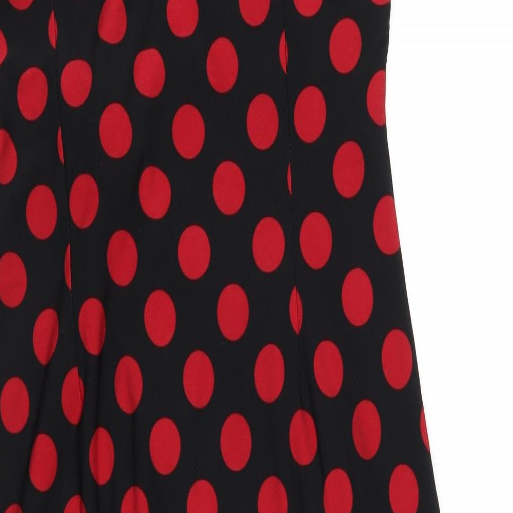 Precis Womens Black Polka Dot Polyester Pencil Dress Size 10 Round Neck Pullover