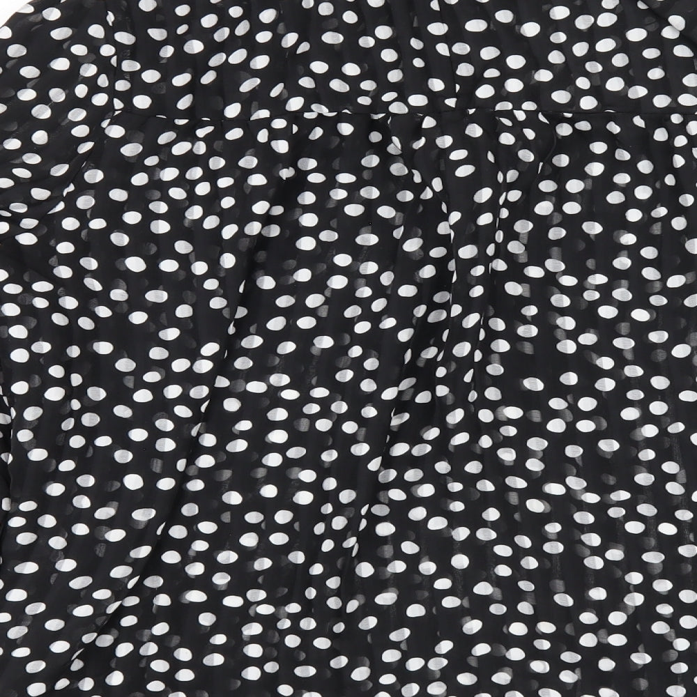 Zara Womens Black Polka Dot Polyester Basic Blouse Size XL Mock Neck