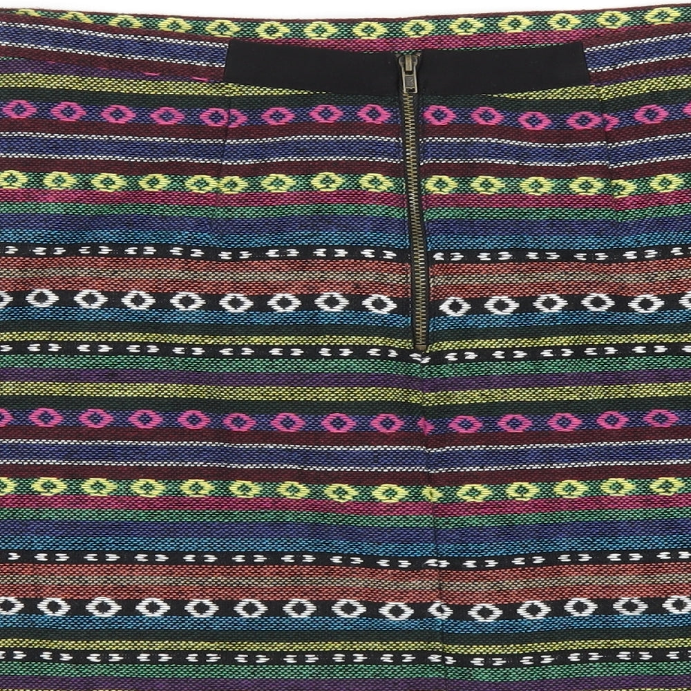Topshop Womens Multicoloured Geometric Polyester A-Line Skirt Size 12 Zip