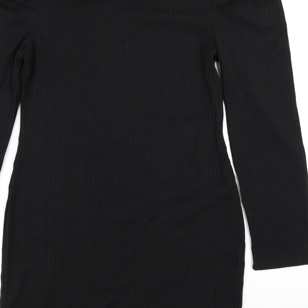 Brave Soul Womens Black Polyester Bodycon Size M Round Neck Pullover