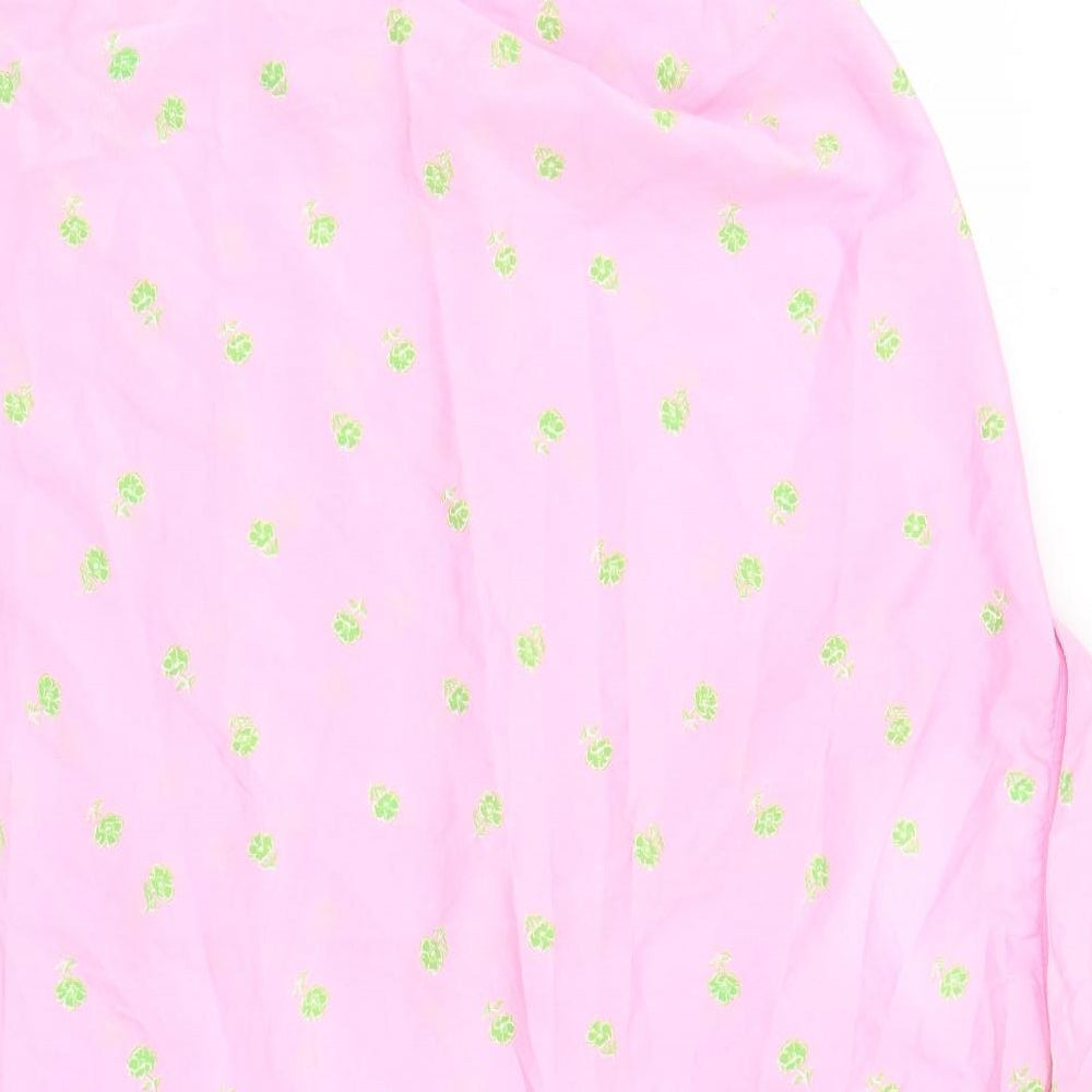 Noisy may Womens Pink Floral Polyester Basic Button-Up Size XL Collared