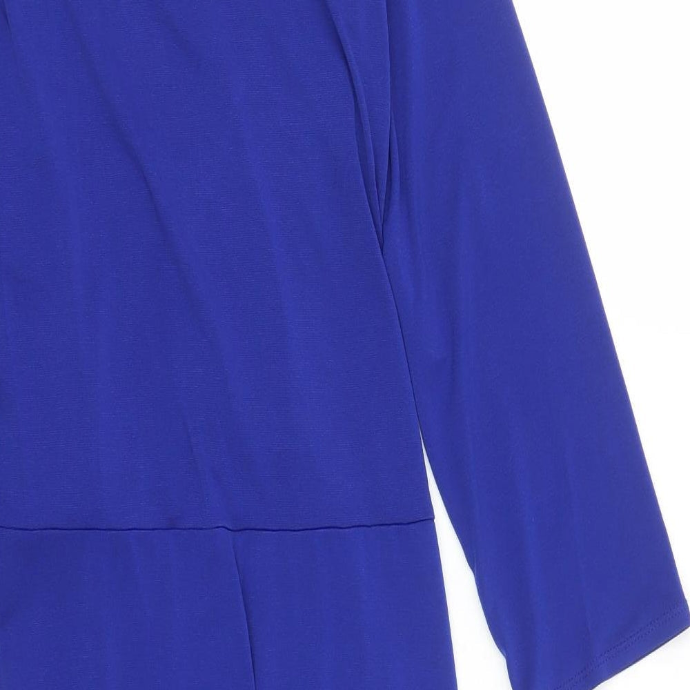 M&Co Womens Blue Polyester A-Line Size 16 V-Neck Pullover
