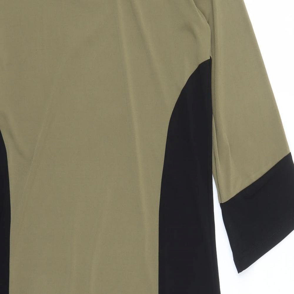 Together Womens Green Colourblock Polyester A-Line Size 12 Round Neck Pullover - Beaded Neckline