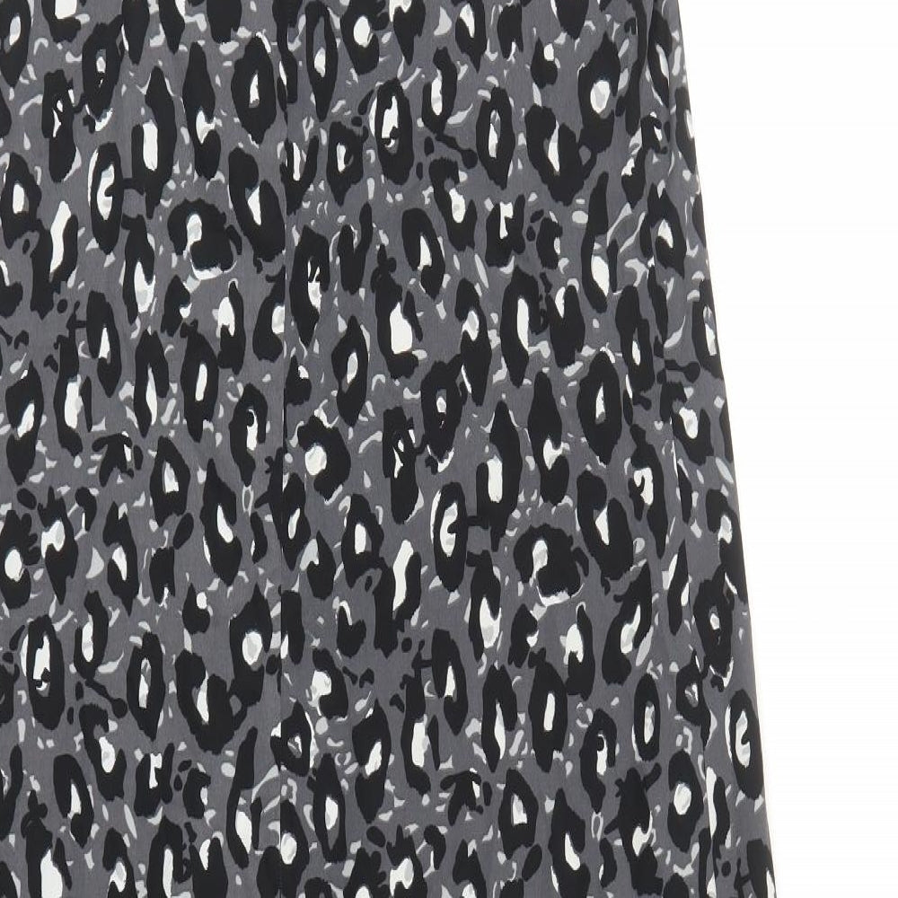 NEXT Womens Black Animal Print Polyester Slip Dress Size 6 V-Neck Pullover - Leopard Pattern