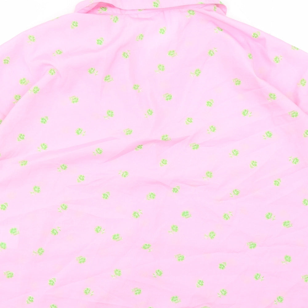 Noisy may Womens Pink Floral Polyester Basic Button-Up Size XL Collared