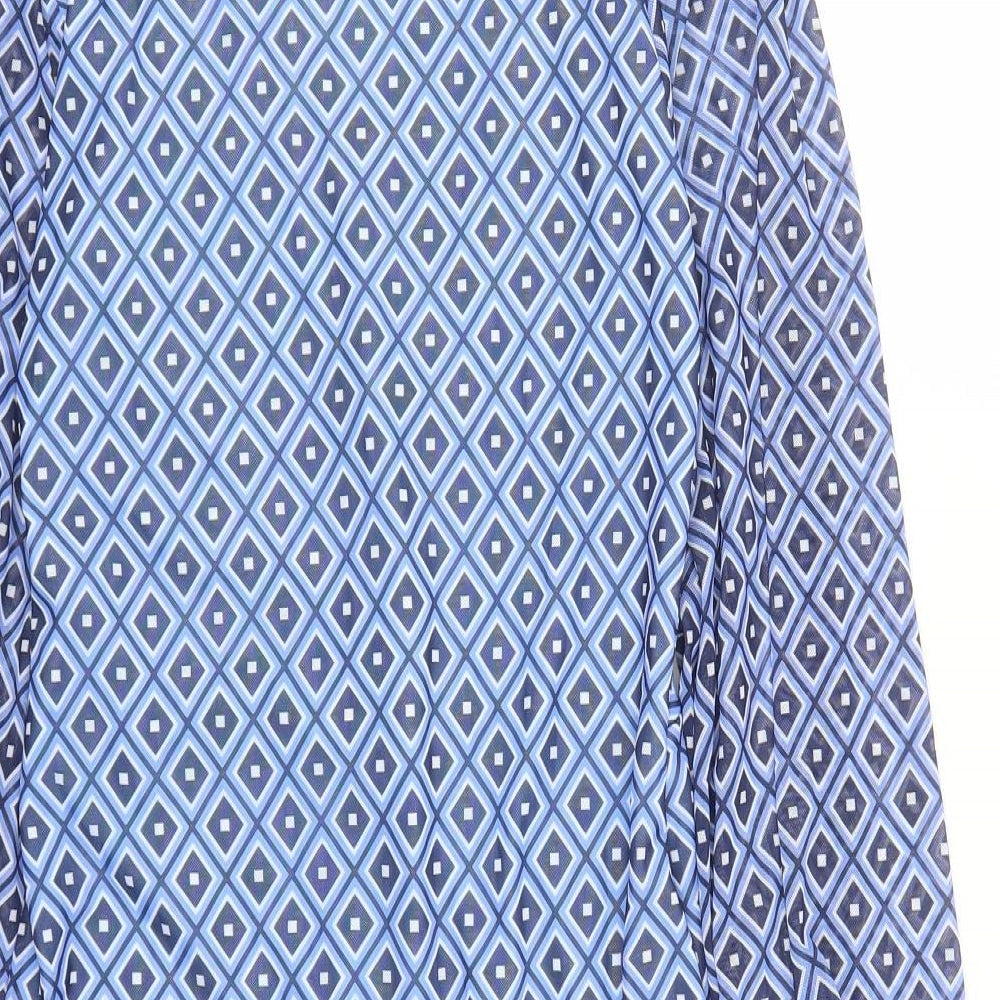 Luna Loves Womens Blue Geometric Polyester A-Line Size 12 V-Neck Pullover