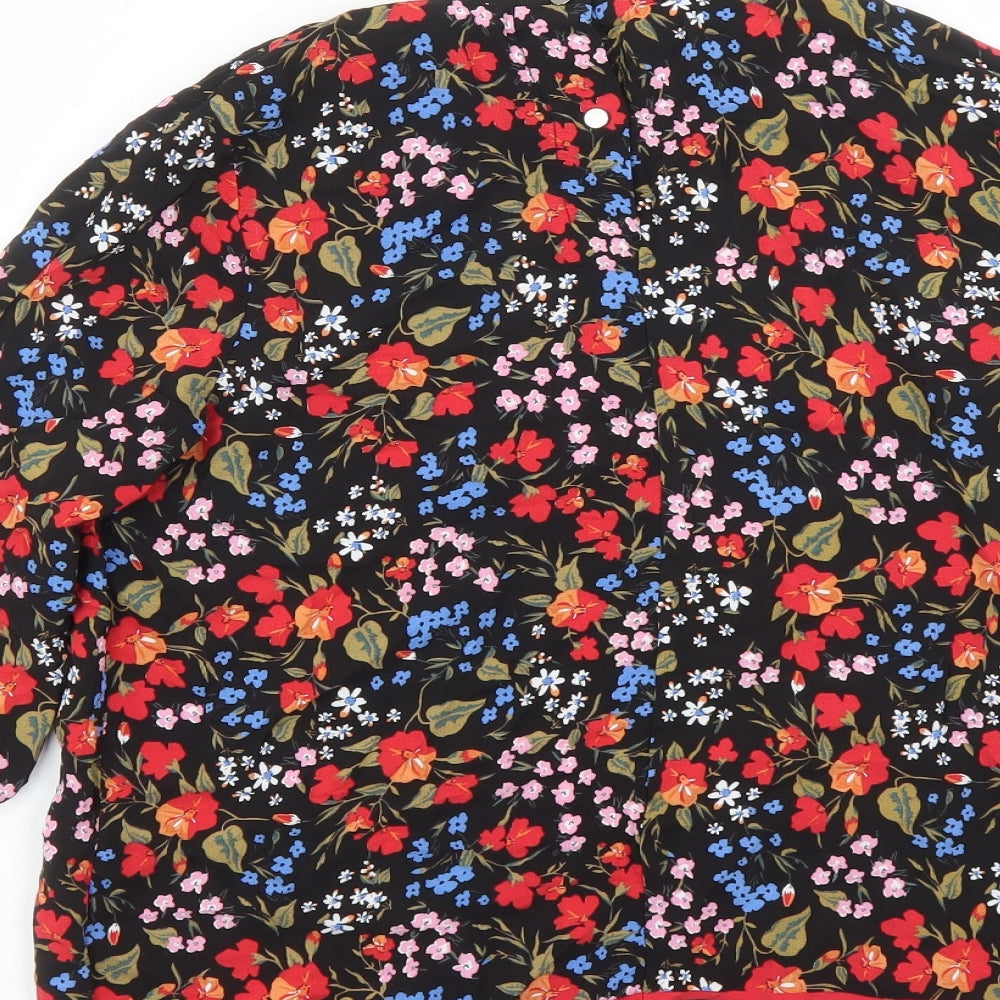 NEXT Womens Multicoloured Geometric Viscose Basic Blouse Size 6 Round Neck
