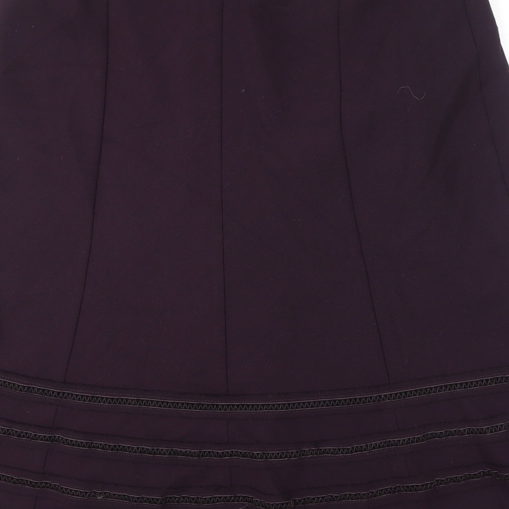 Marks & Spencer Womens Purple Polyester Flare Skirt Size 12 - Embroidery