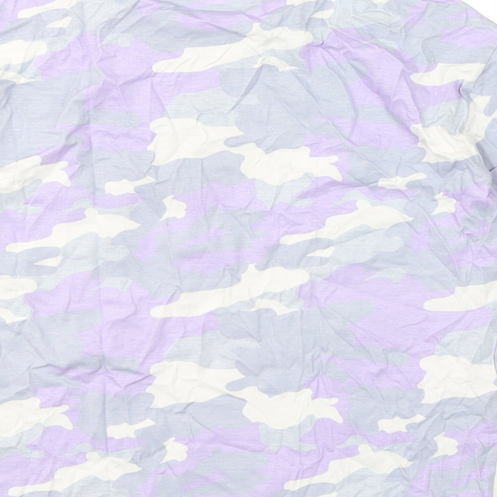 Marks & Spencer Boys Purple Camouflage Cotton Basic T-Shirt Size 11-12 Years Round Neck Pullover