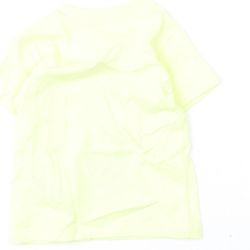 Marks & Spencer Girls Yellow Cotton Basic T-Shirt Size 3-6 Months Round Neck Snap - Bunny, Love Summer