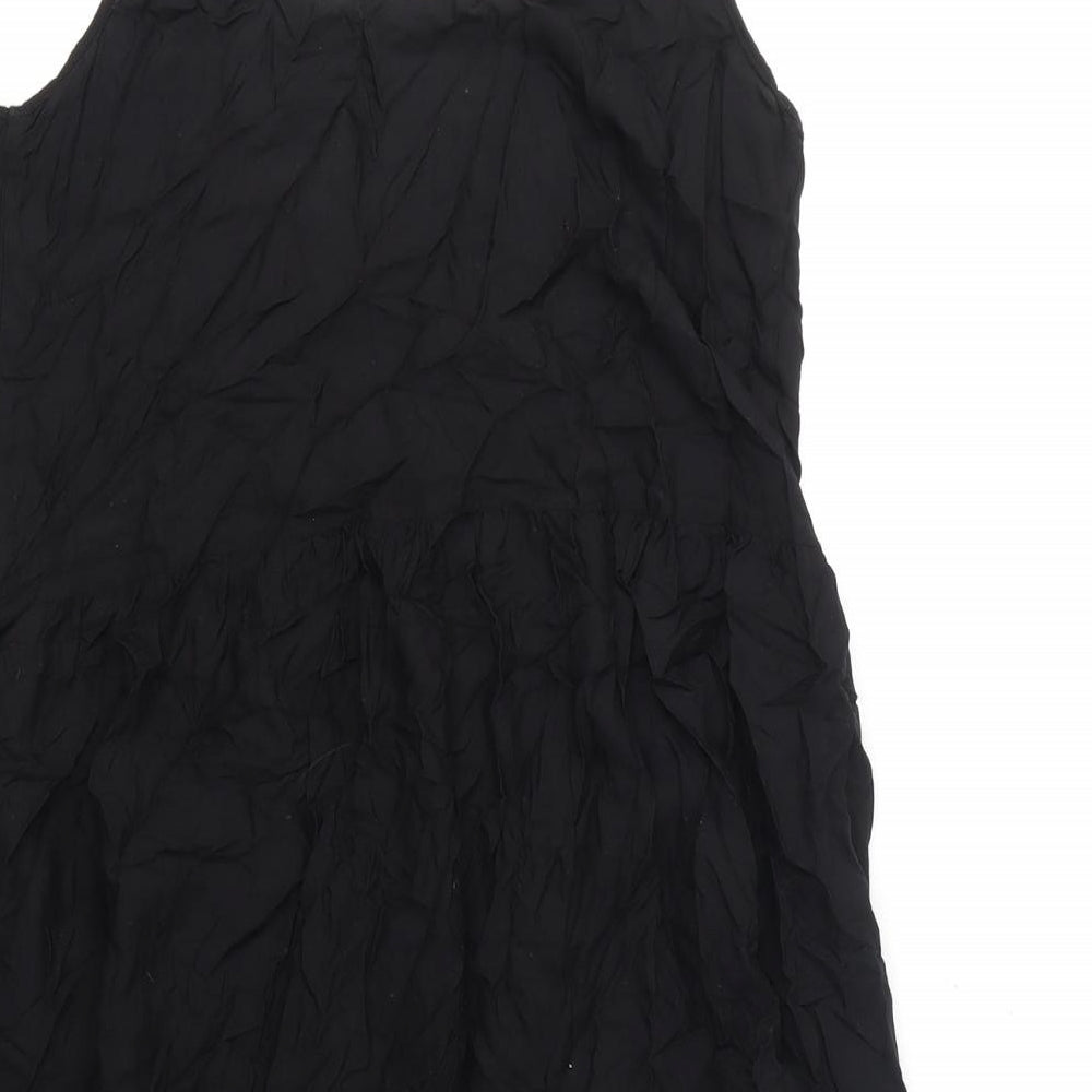 Marks & Spencer Womens Black Viscose A-Line Size 12 Scoop Neck Pullover