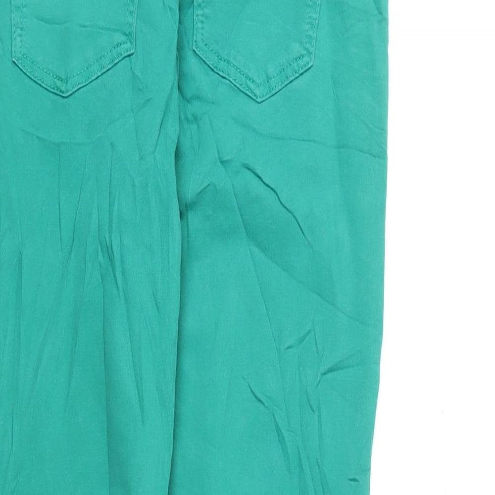 Marks & Spencer Womens Green Cotton Skinny Jeans Size 8 L22 in Regular Zip