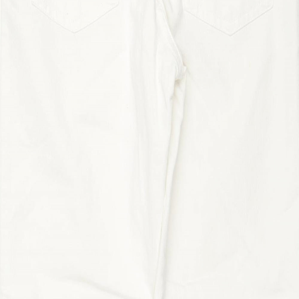 Marks & Spencer Womens White Cotton Straight Jeans Size 30 in L27 in Regular Zip