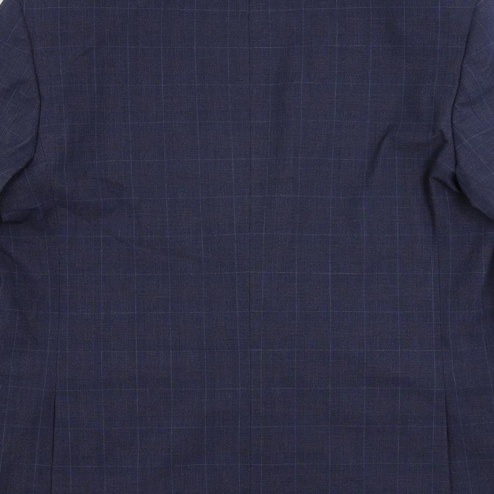 Marks & Spencer Mens Blue Plaid Polyester Jacket Suit Jacket Size 44 Regular