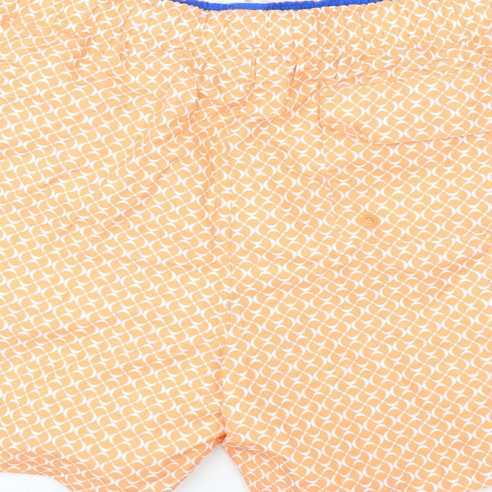 Marks & Spencer Mens Orange Geometric Polyester Bermuda Shorts Size 3XL L6 in Regular Drawstring