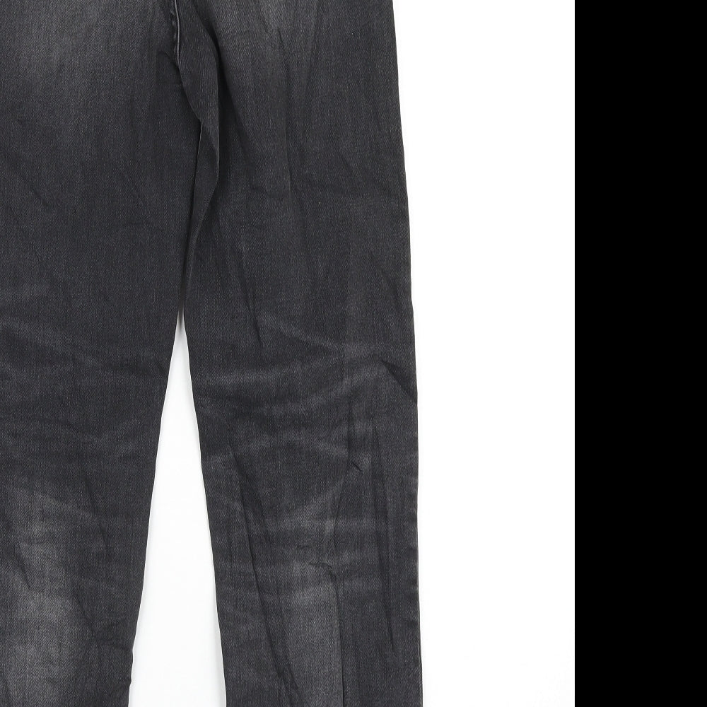 Marks and Spencer Womens Grey Cotton Straight Jeans Size 8 L28 in Regular Zip