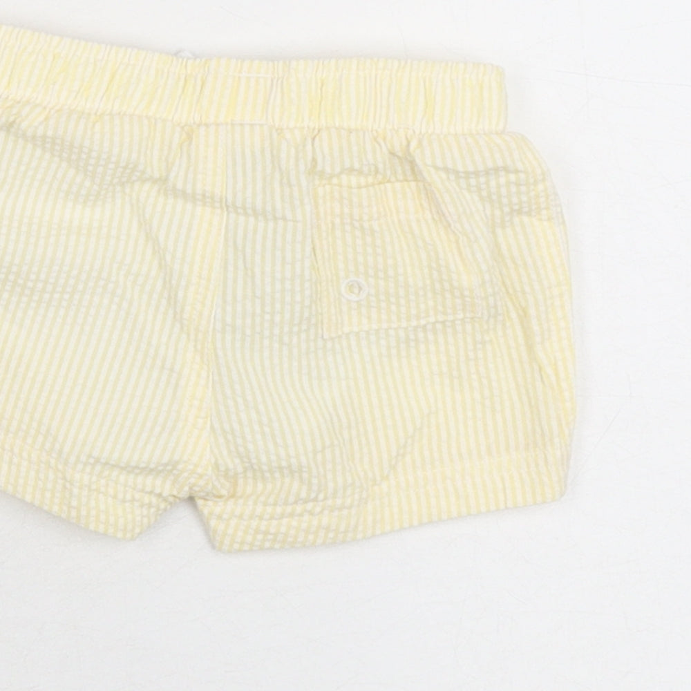 Marks & Spencer Boys Yellow Striped Polyester Shorts Outfit/Set Size 0-3 Months Drawstring - Swim Short