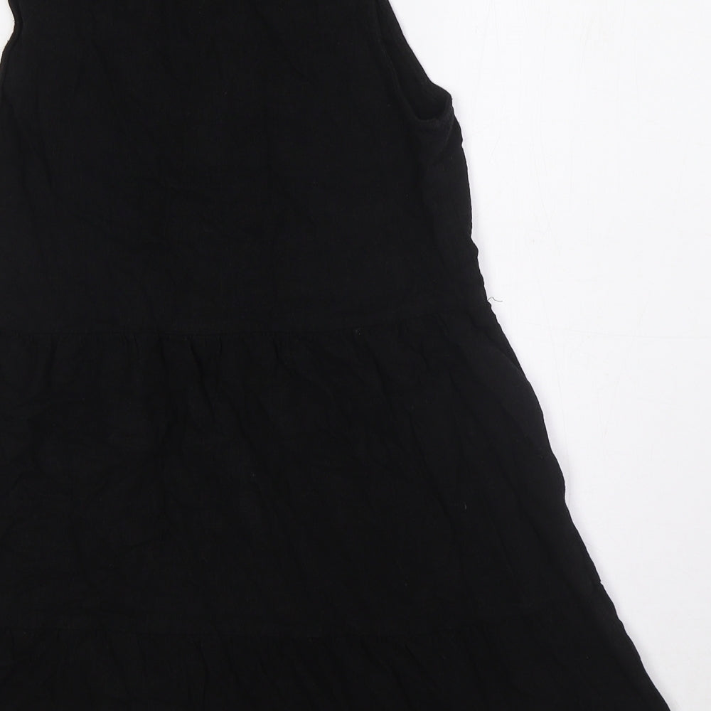 Stradivarius Womens Black Polyester A-Line Size S Collared Button