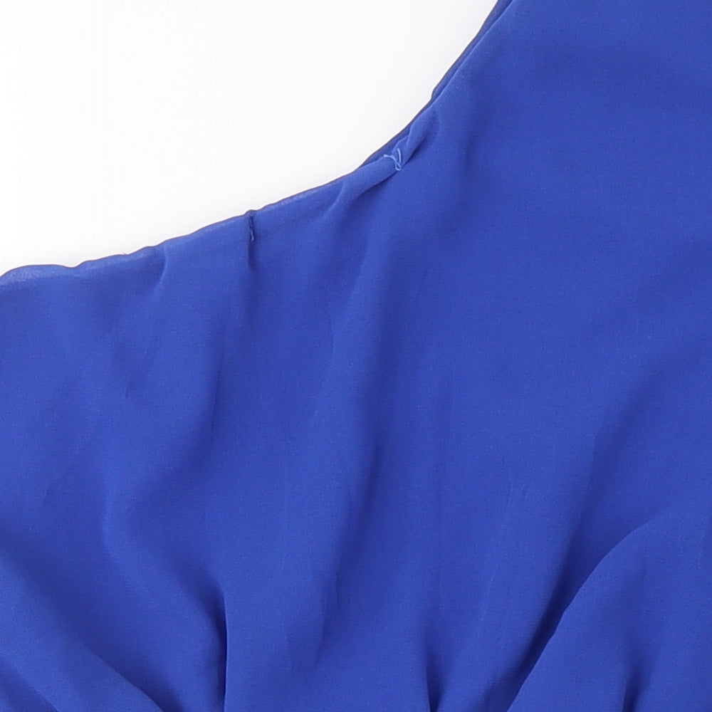 Miso Womens Blue Polyester A-Line Size 14 One Shoulder Pullover
