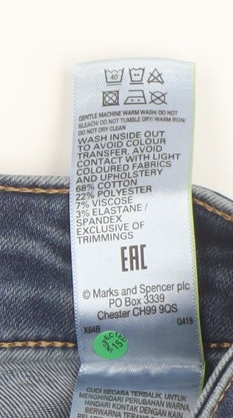 Marks & Spencer Women's Blue Skinny Jeans Size 14 Tall