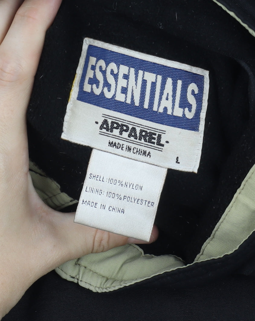 Essentials Men's Black Hooded Parka Jacket Large