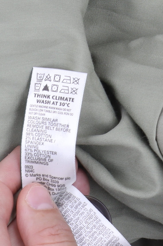 Marks & Spencer Women's Trench Coat Green Size 8