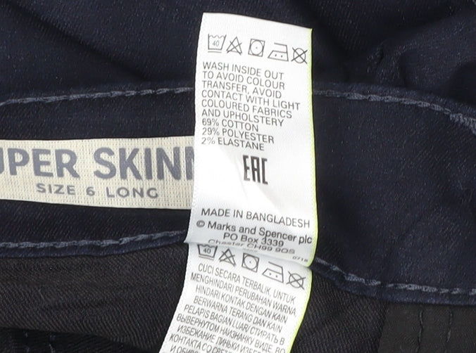Marks & Spencer Women's Blue Super Skinny Jeans Size 6