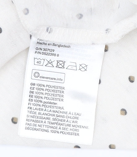 H&M Women's Ivory Polka Dot Blouse, Size Small, Button Accents