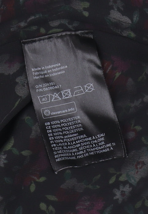 H&M Women Black Floral Shift Dress Size 4