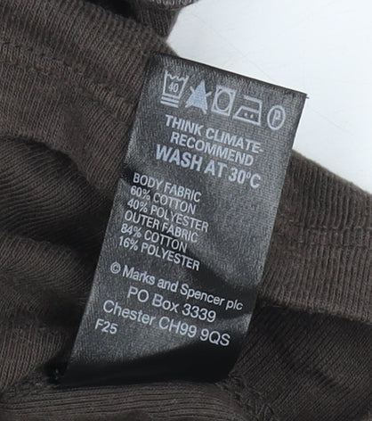 Marks & Spencer Women's Brown Striped Crop T-Shirt UK 14