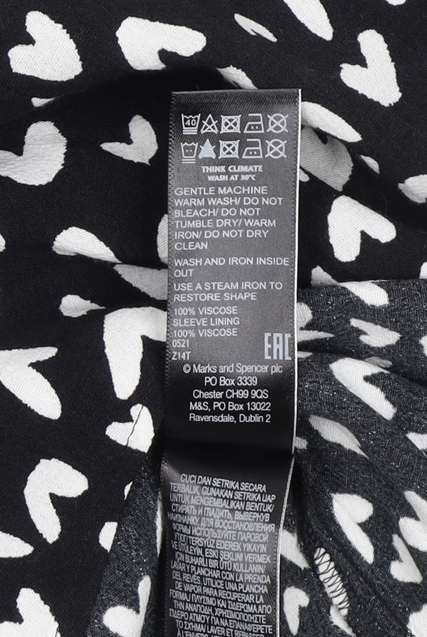 Marks & Spencer Women's Black V-Neck A-Line Dress, Size 6