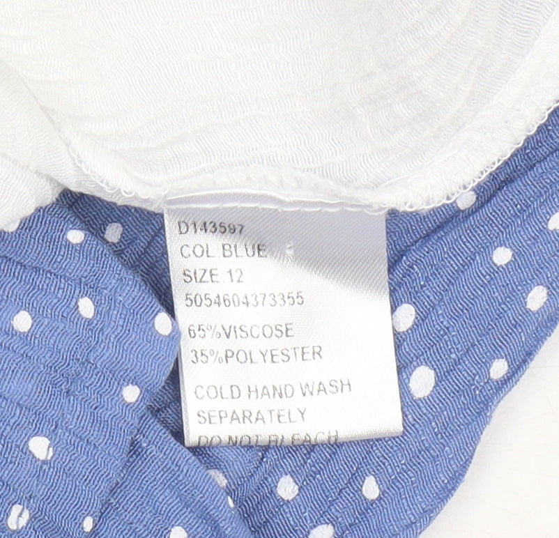 Izabel London Blue Polka Dot Blouse, Size 12, Sleeveless