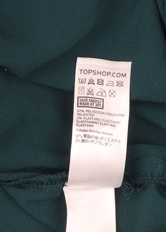 Topshop Women's Green Wrap Blouse Size 10