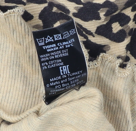 Marks & Spencer Beige Animal Print Blouse, Size 8