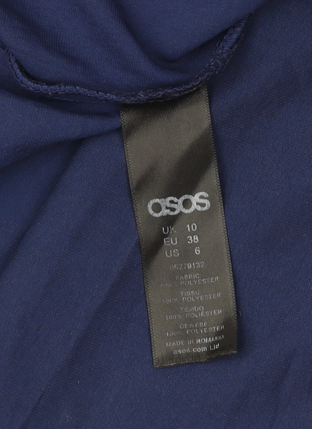 ASOS Women's Blue Wrap Blouse V-Neck UK 10