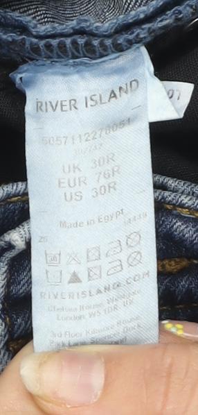 River Island Men's Blue Straight Denim Jeans Size 30