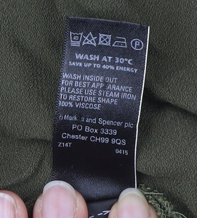 Marks & Spencer Green 3/4 Sleeve Viscose Dress M