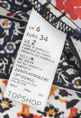 Topshop Women's Multicoloured Geometric T-Shirt, Size 6